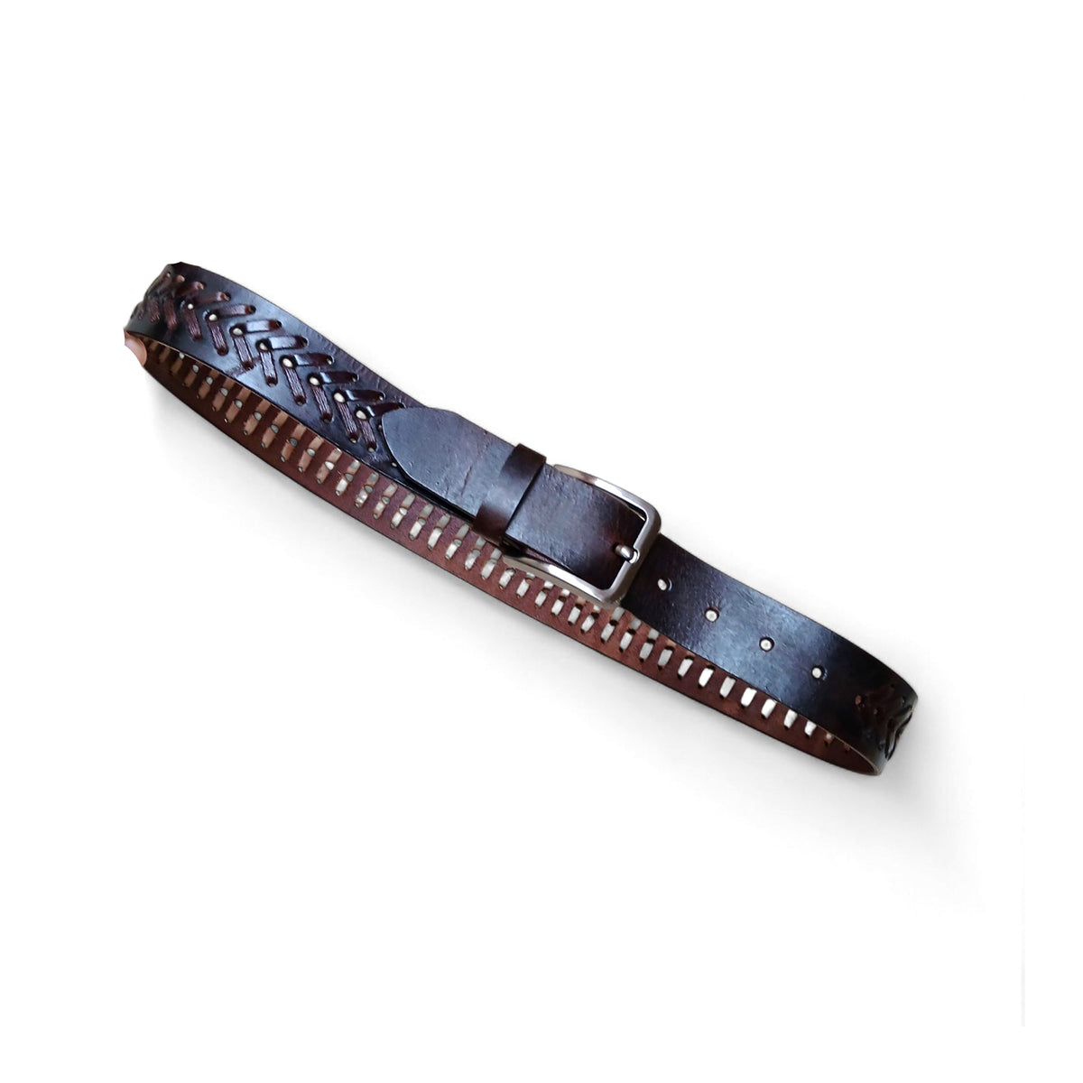 ELVAR Vintage Dark Brown Leather Belt