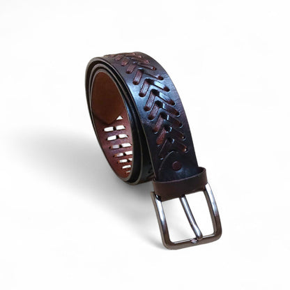 ELVAR Vintage Dark Brown Leather Belt
