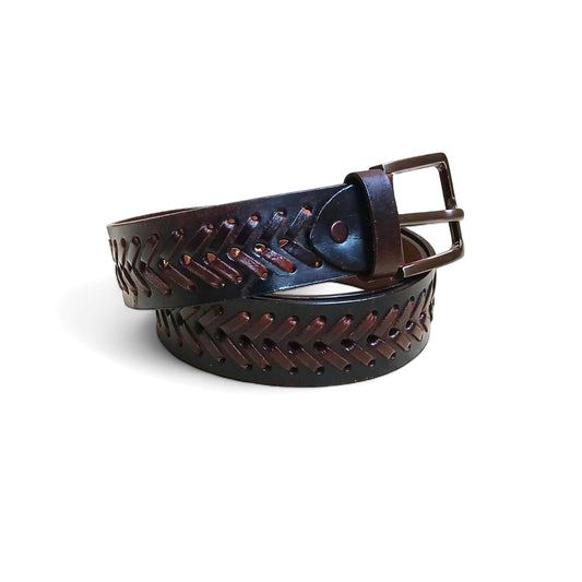 ELVAR Vintage Dark Brown Leather Belt
