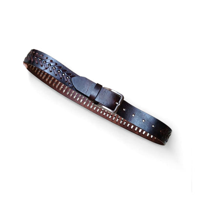 ELVAR Vintage Dark Brown Leather Belt