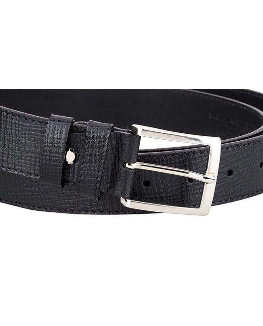 ELVAR Black Checkered Leather Belt