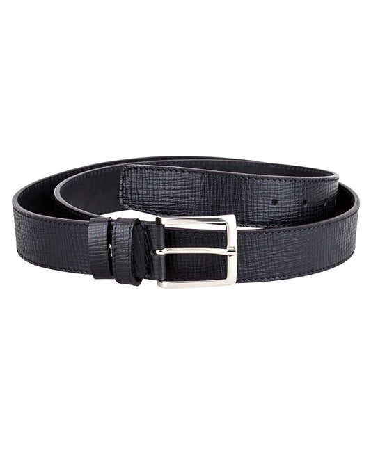 ELVAR Black Checkered Leather Belt