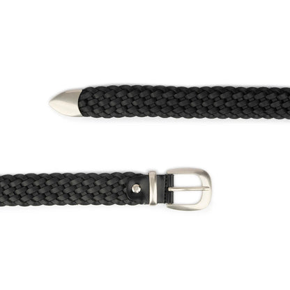ELVAR Black Braided Leather Belt