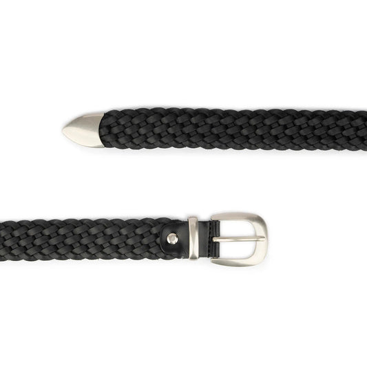 ELVAR Black Braided Leather Belt